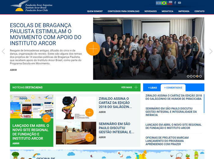LANÇADO EM ABRIL O NOVO SITE REGIONAL DE FUNDAÇÃO E INSTITUTO ARCOR
